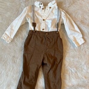 H&M Brown Overalls with White Shirt